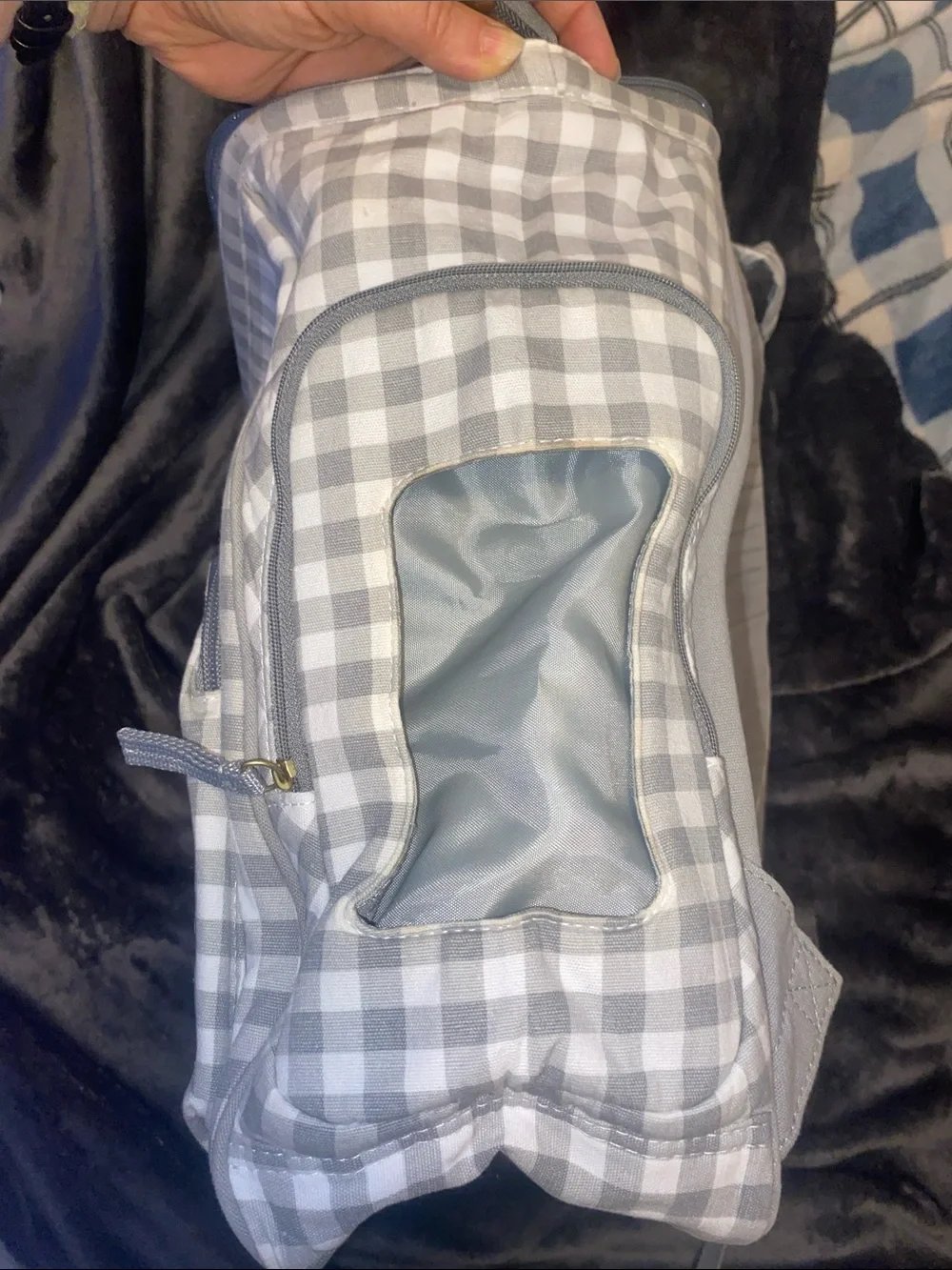 Carter's Gray and White Gingham Diaper Backpack
